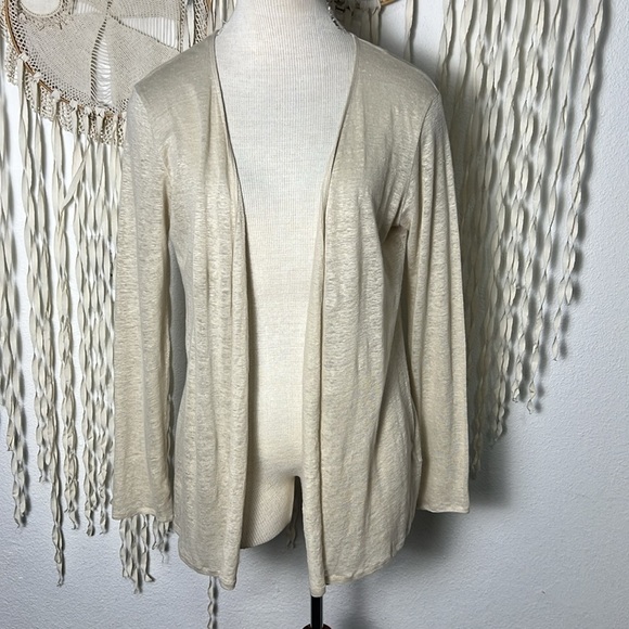 Majestic Filatures Cream Linen Open Front Cardigan Size 2/Small - Picture 1 of 14